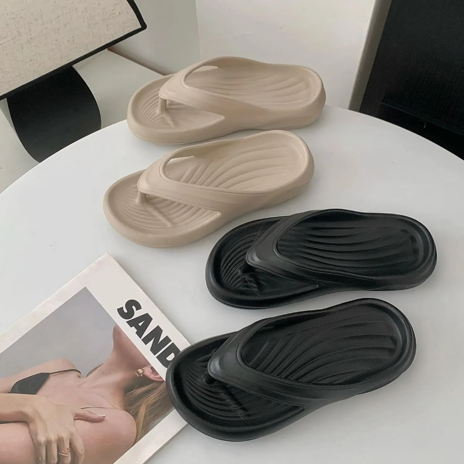 Pillow Arch Support Flip Flops, Womens Orthopedic Sandals, Lightweight Non-slip Comfort Summer Slides, Arch Support Flip Flops for Women Men