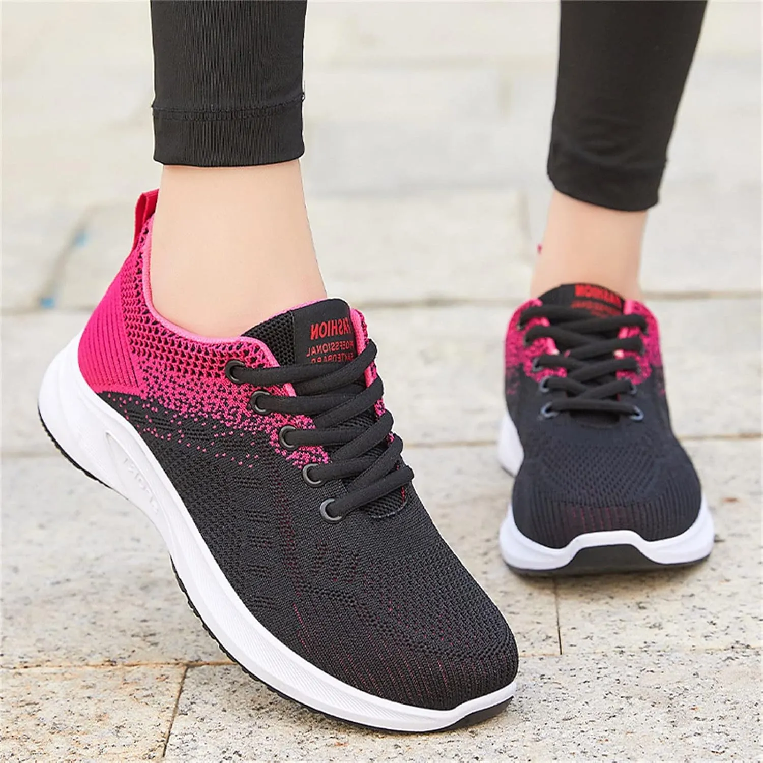 Pimfylm Women's Comfort Walking Shoes Slide Soles, Ultra Light-Weight Ortho Stretch Cushion Shoes for Women Mesh Athletic Style