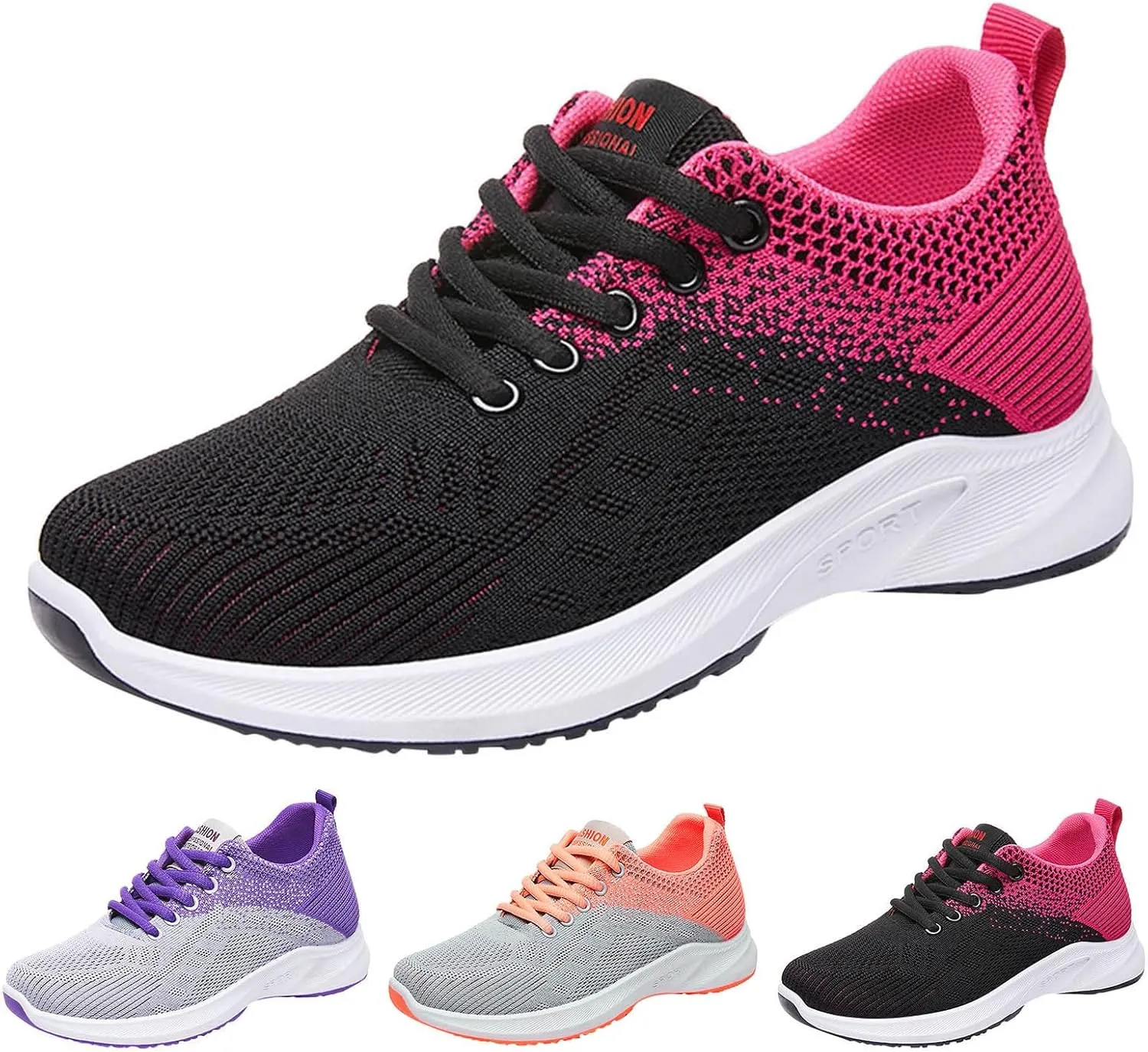 Pimfylm Women's Comfort Walking Shoes Slide Soles, Ultra Light-Weight Ortho Stretch Cushion Shoes for Women Mesh Athletic Style