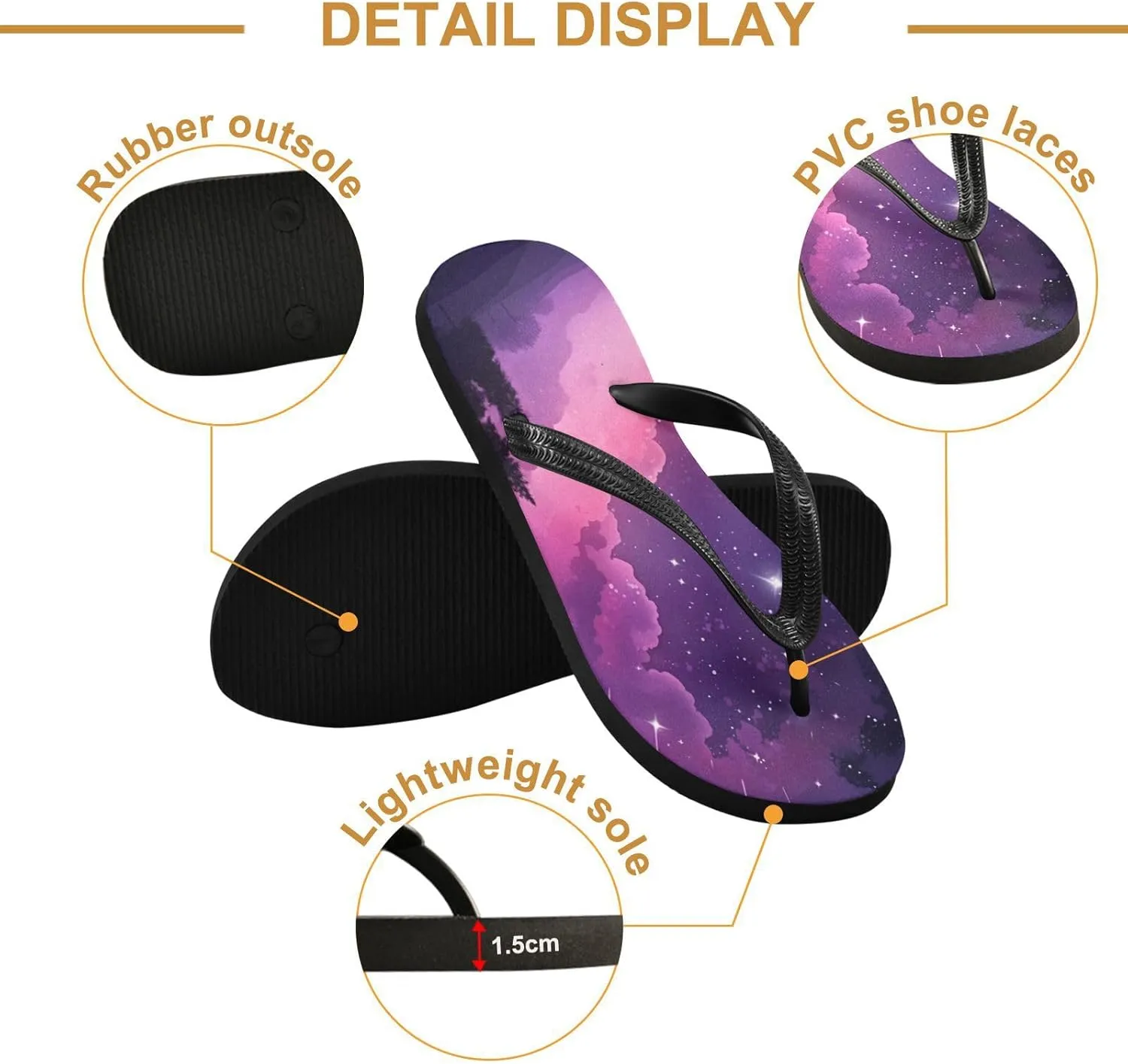 Pink Nebula Stars Flip Flop Sandal Men's and Women's Summer Sandal | Beach & Water Shoes（979）