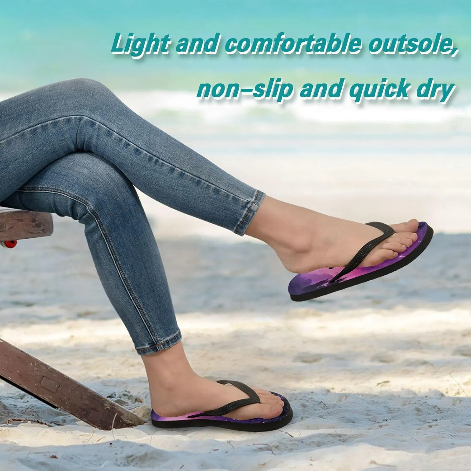 Pink Nebula Stars Flip Flop Sandal Men's and Women's Summer Sandal | Beach & Water Shoes（979）