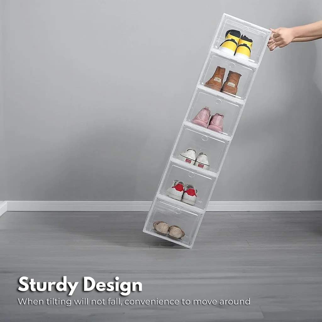 Plastic Shoe Box  12 PCS Large Size (White)