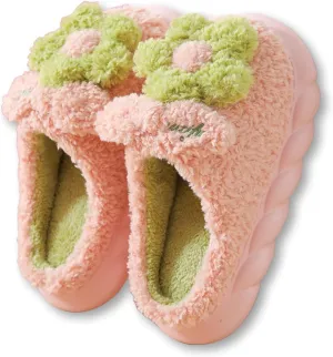 Plush Floral Slippers Adult Women’s Men’s Warm home Indoor Non-Slip Flowers for Winter Comfort