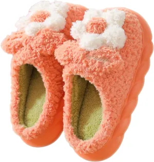 Plush Floral Slippers Adult Women’s Men’s Warm home Indoor Non-Slip Flowers for Winter Comfort