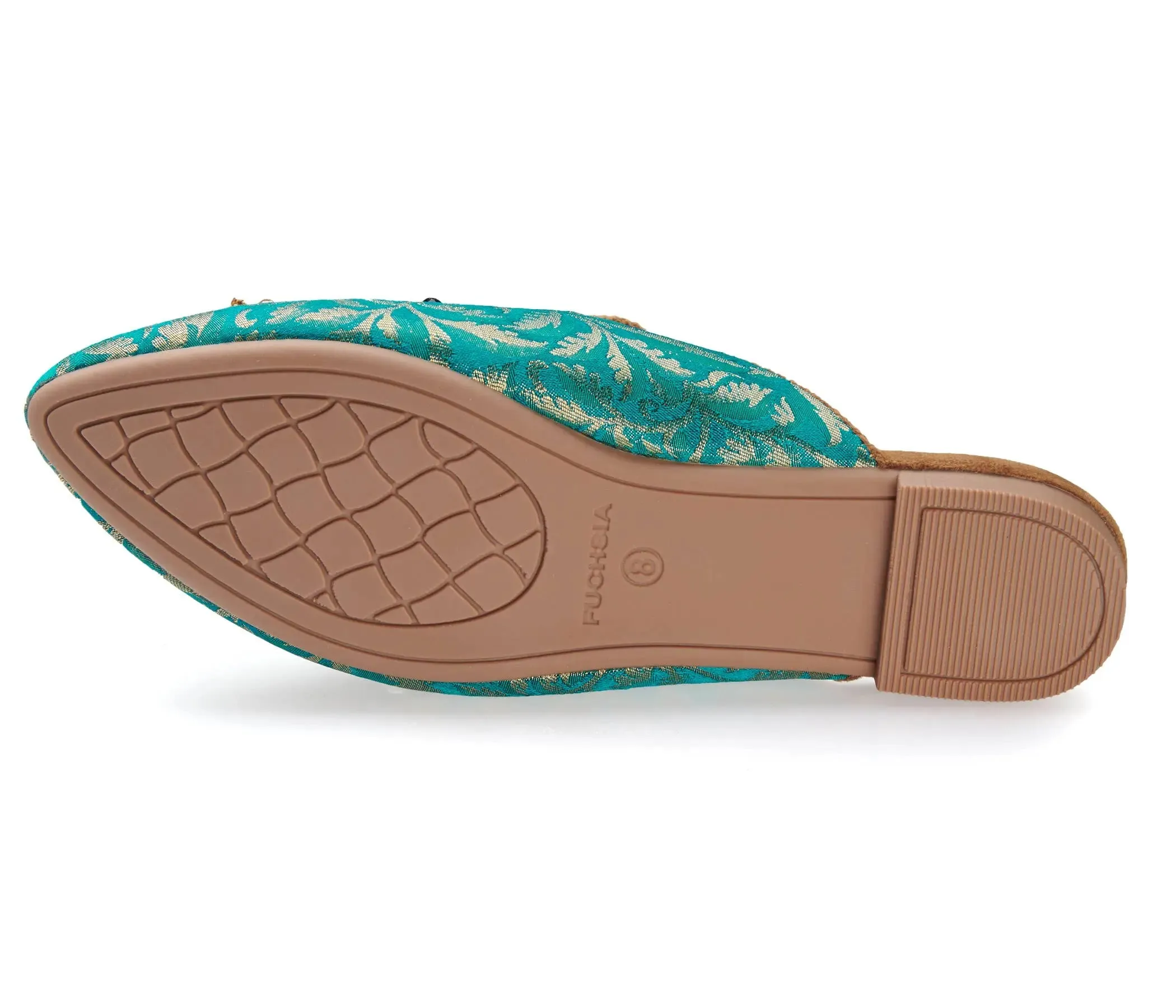 Pointed Toe Embroidered Good Eye Green Women's Mule shoes