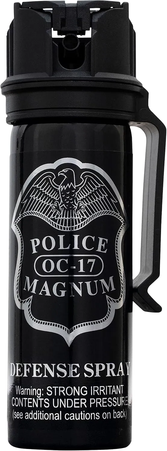 POLICE MAGNUM Pepper Spray Max Strength Portable Canister- Law Enforcement - 1 Pack 3 Ounce Flip Top