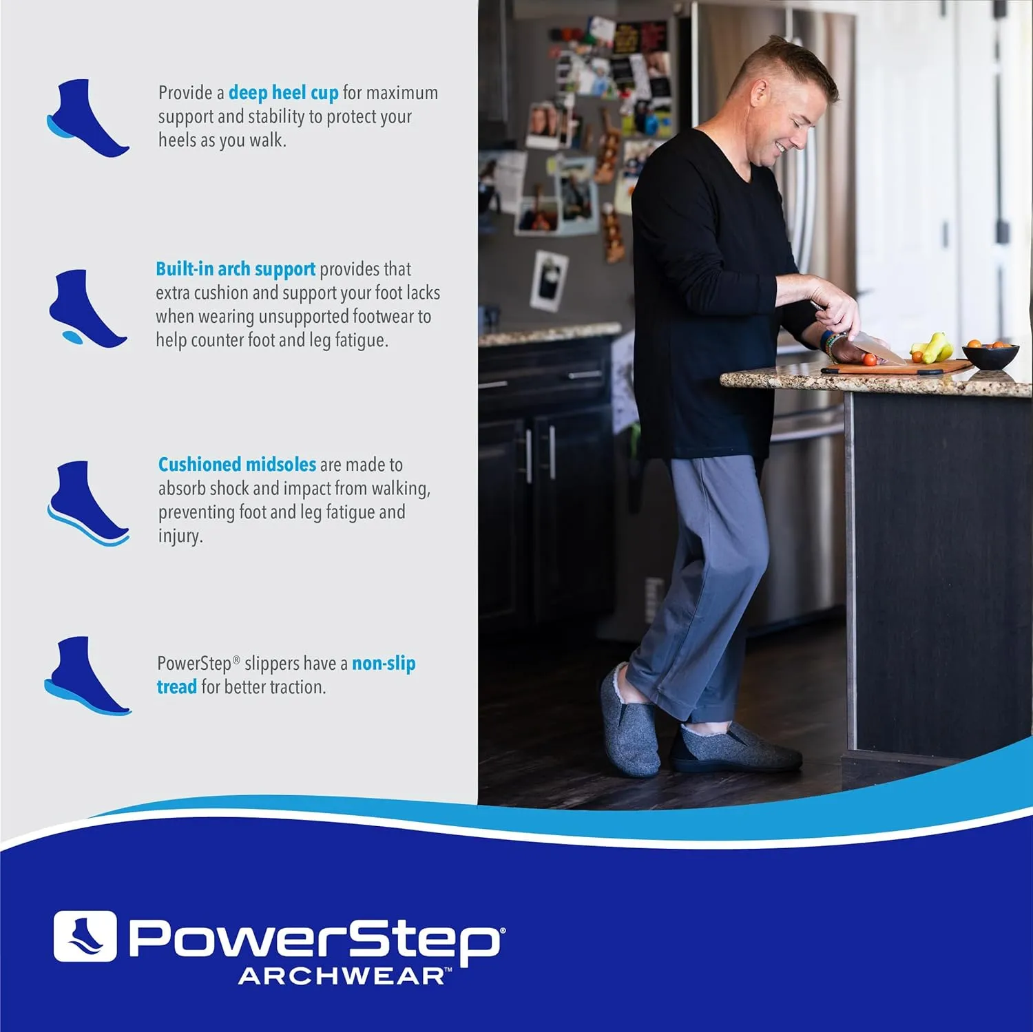 PowerStep Men's 2022 Archwear, House Shoes, Orthotic Slippers with Arch Support, Factory, 10