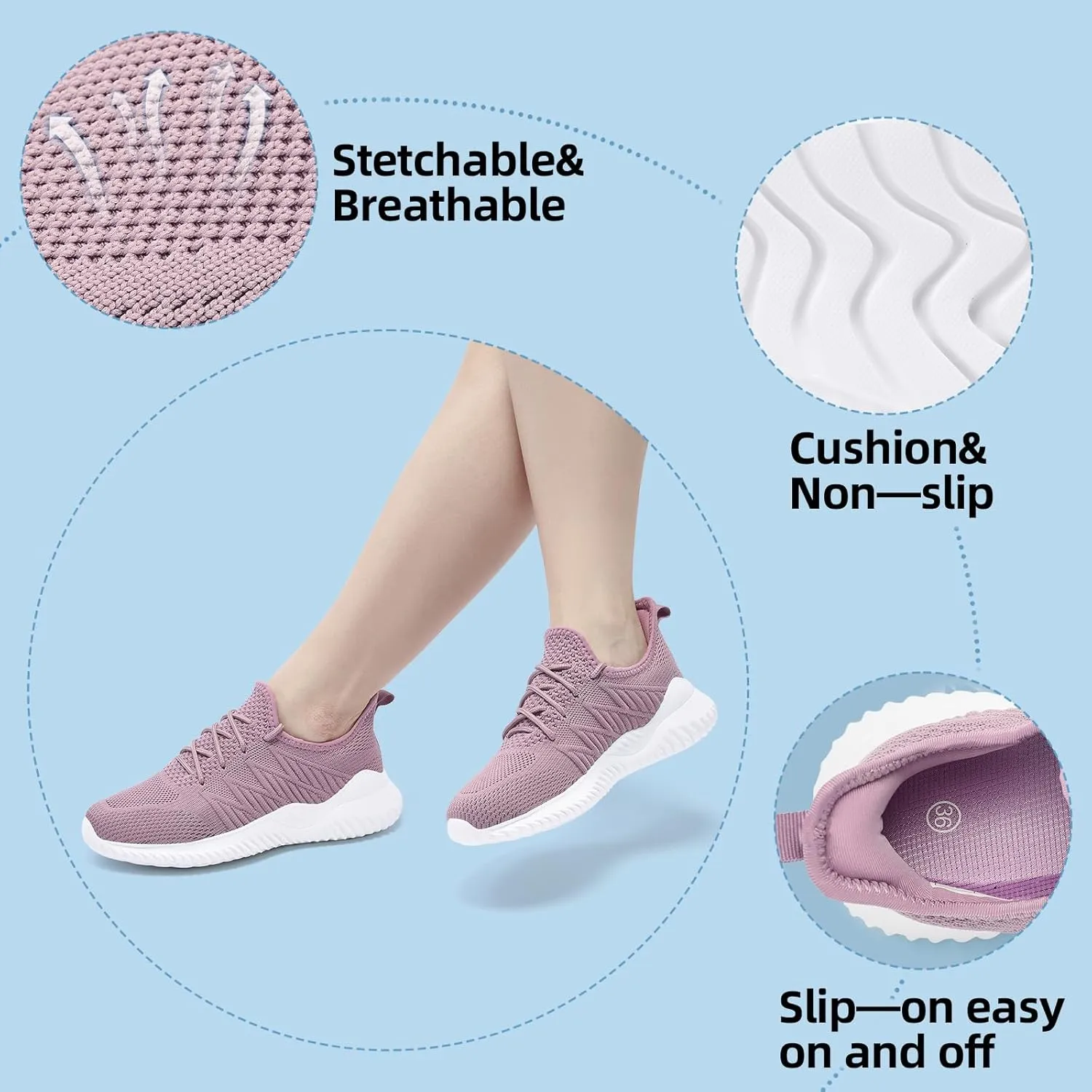 PPQ Womens Slip On Walking Shoes，Memory Foam Lightweight Comfort Casual Workout Shoes,Yoga Or Tennis Or Running Sneakers
