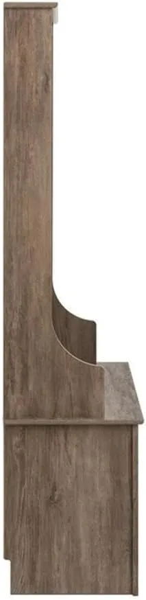 Prepac Entryway Organizer with 4 Coat Hooks, Coat Rack Hall Tree with Bench and Coat Storage, Furniture for Entryway with 15 Cubbies for Shoe Storage, 38” W x 68” H x 15.5” D, Drifted Gray