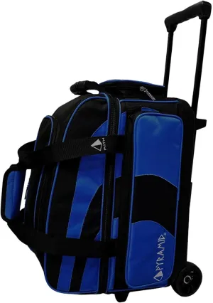 Pyramid Deluxe Double Roller 2 Ball Bowling Bag with Large Separate Shoe Compartment (Up To 2 Pairs Of Shoes) and Accessory Pockets, Sturdy Square Handle - Extends to 40" - Pro Options Available
