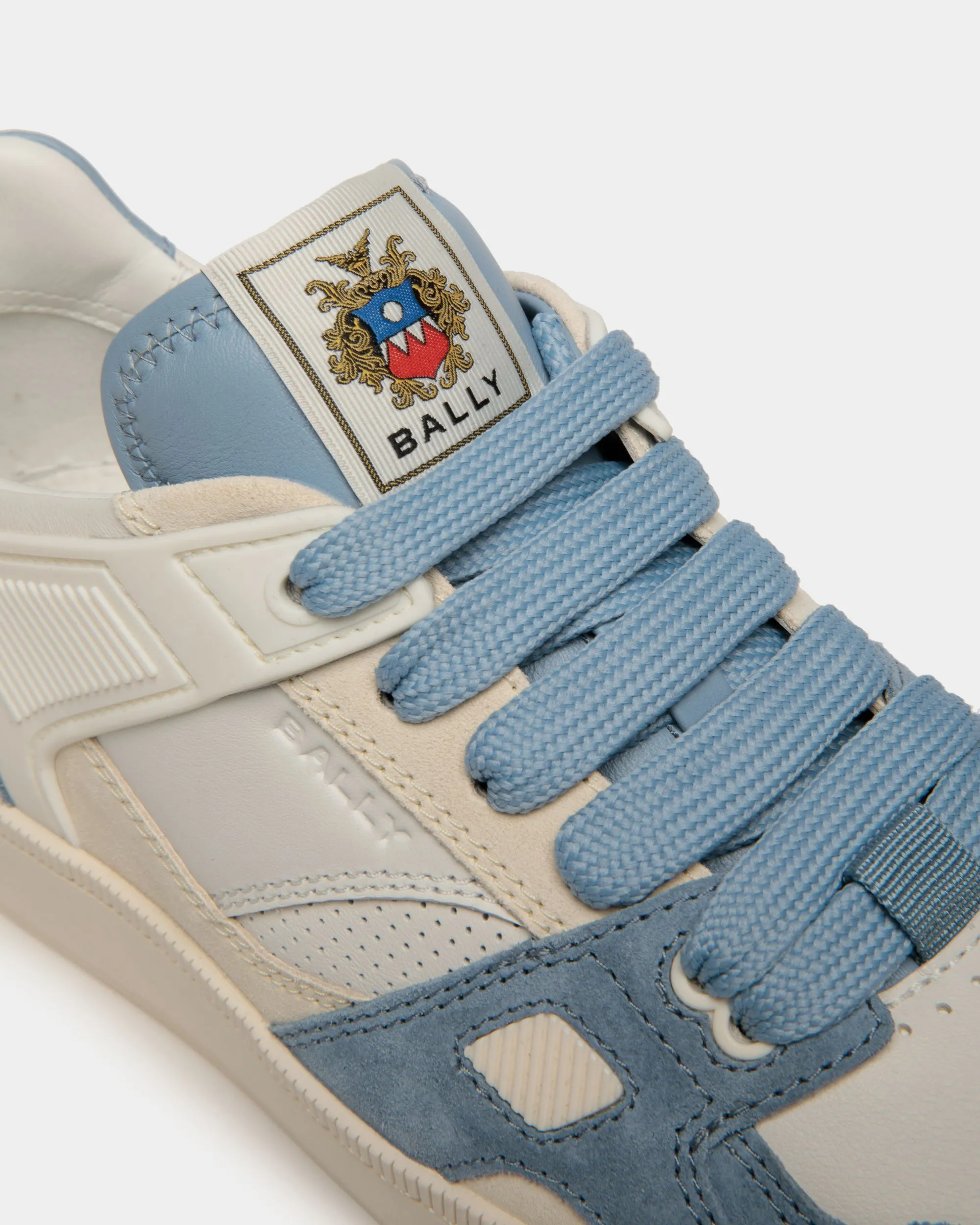 Raise Sneaker in White and Light Blue Suede