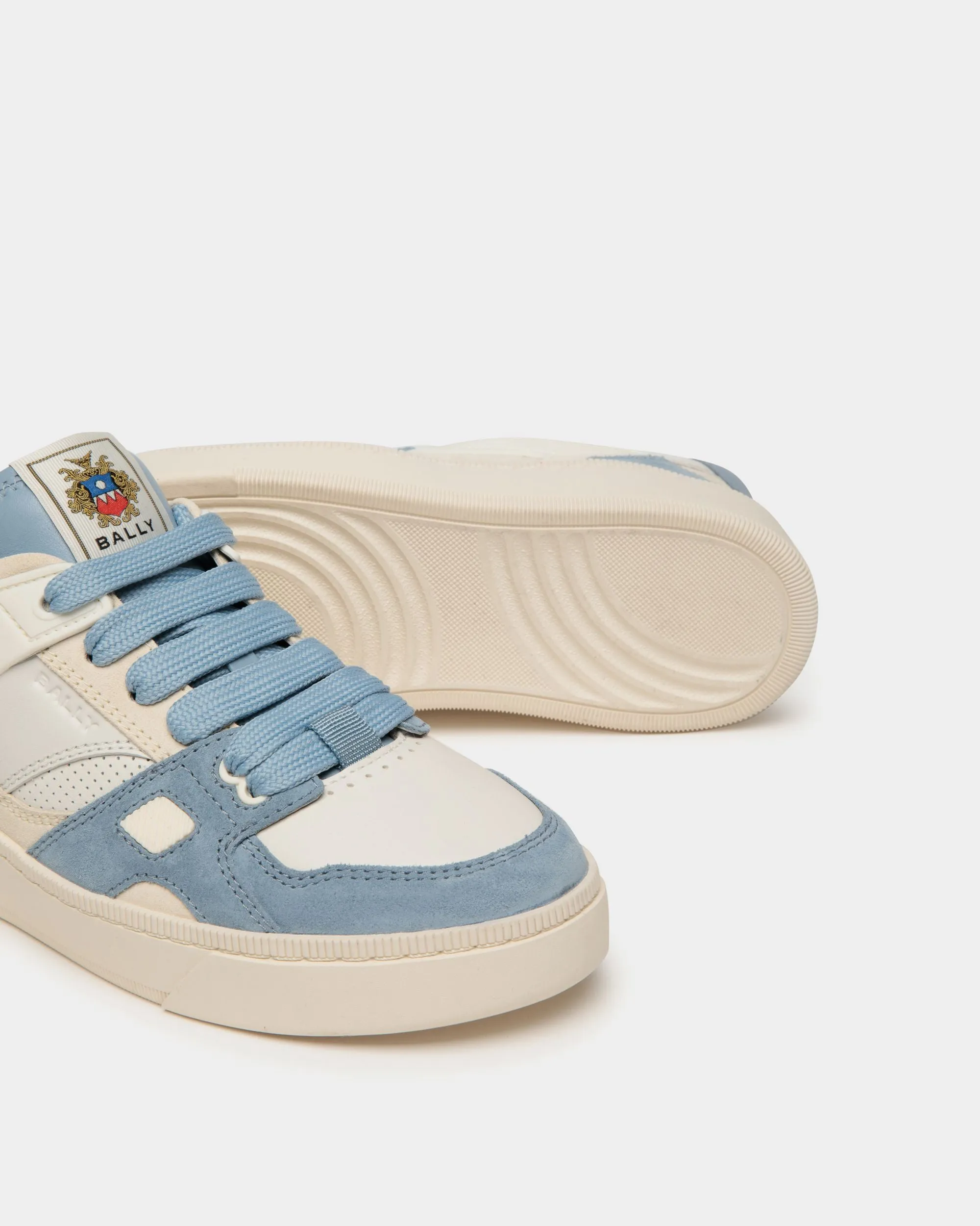 Raise Sneaker in White and Light Blue Suede