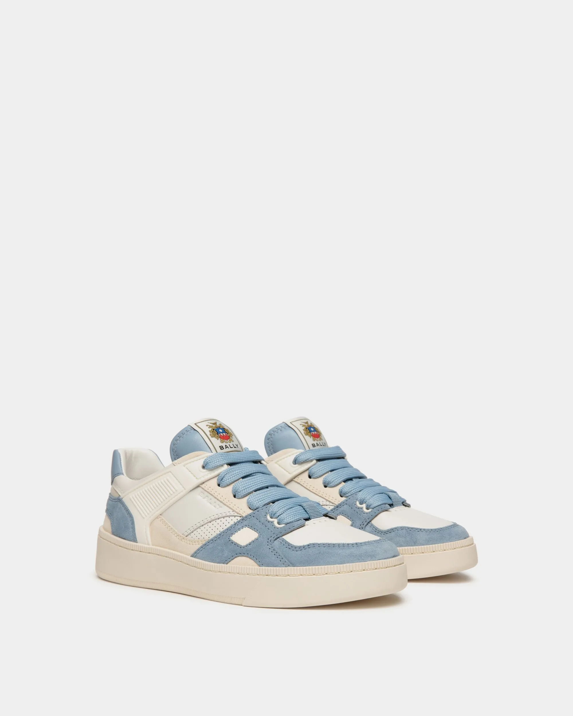 Raise Sneaker in White and Light Blue Suede