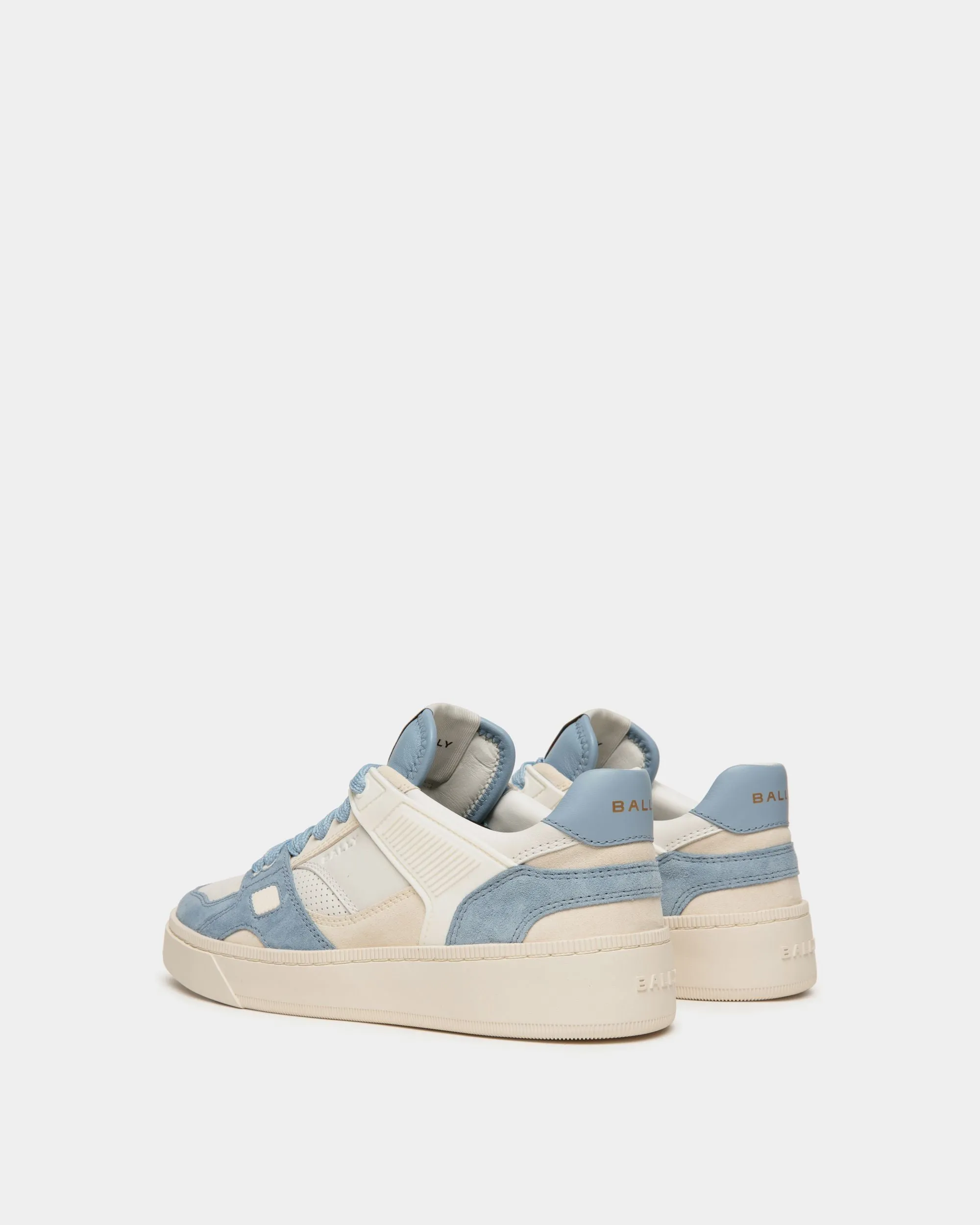 Raise Sneaker in White and Light Blue Suede