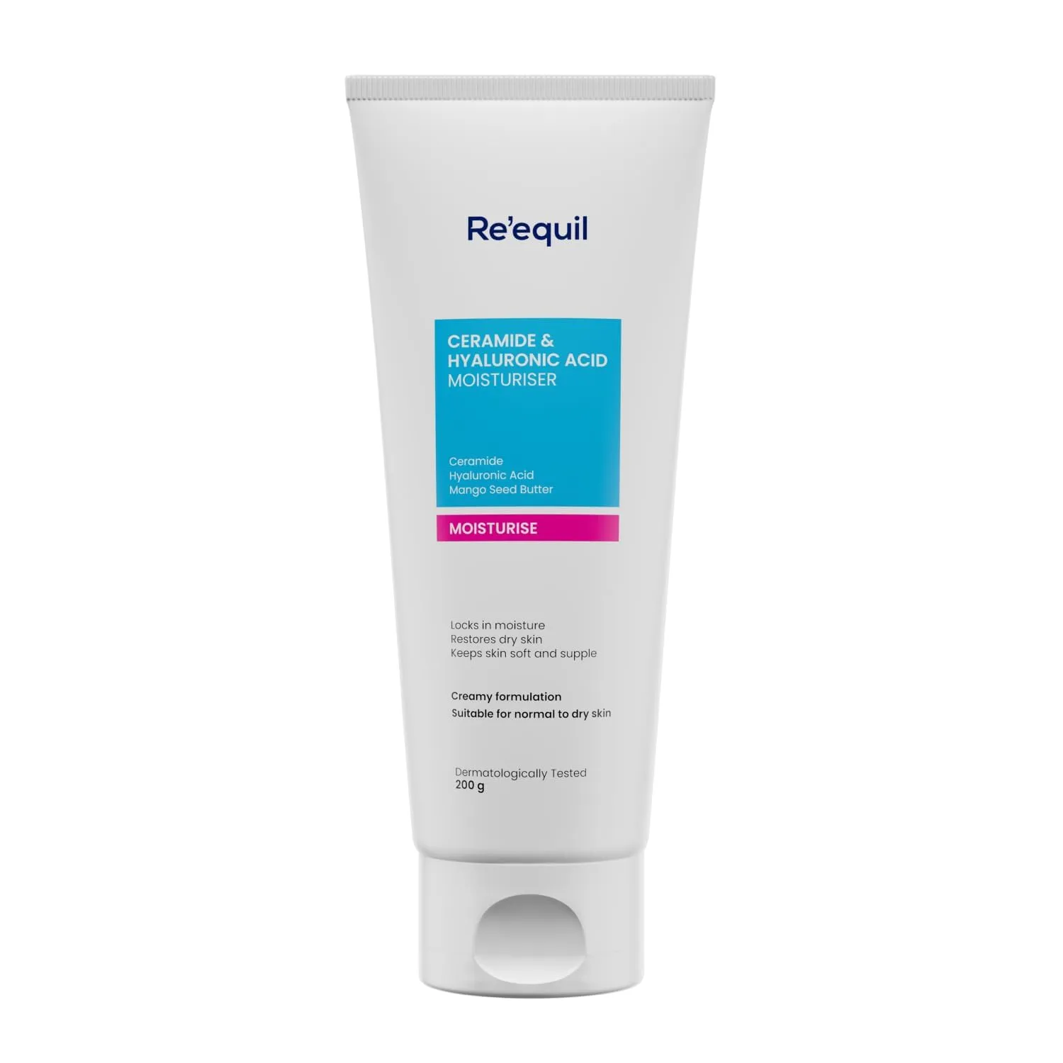 RE' EquilCeramide & Hyaluronic Acid Moisturiser | Moisturizer For Face | Barrier Repair Cream | Long Lasting Hydration | Suitable For Normal To Dry Skin | 100G