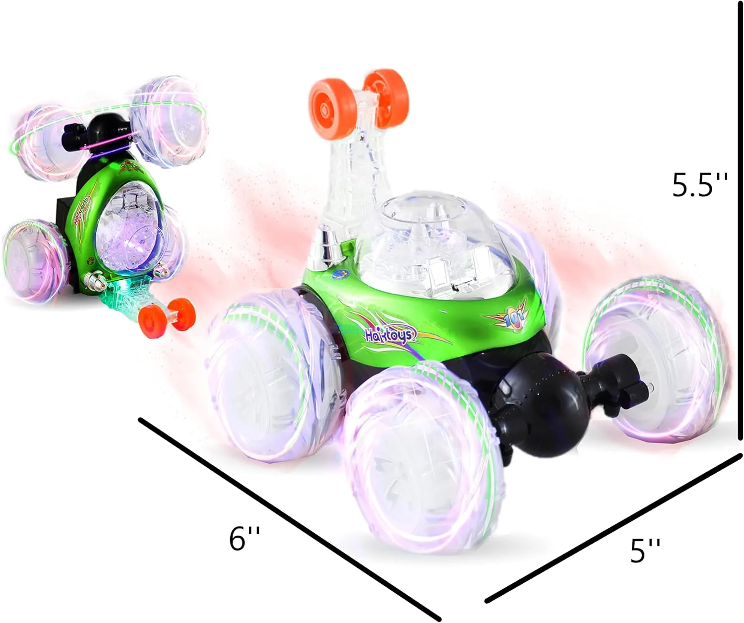 Rechargeable RC Tornado Stunt Car – 360° Flip Remote Control Turbo Twister Vehicle with Lights & Music | Double-Sided Spinning Car Toy for Toddlers Kids Boys Girls (Green)