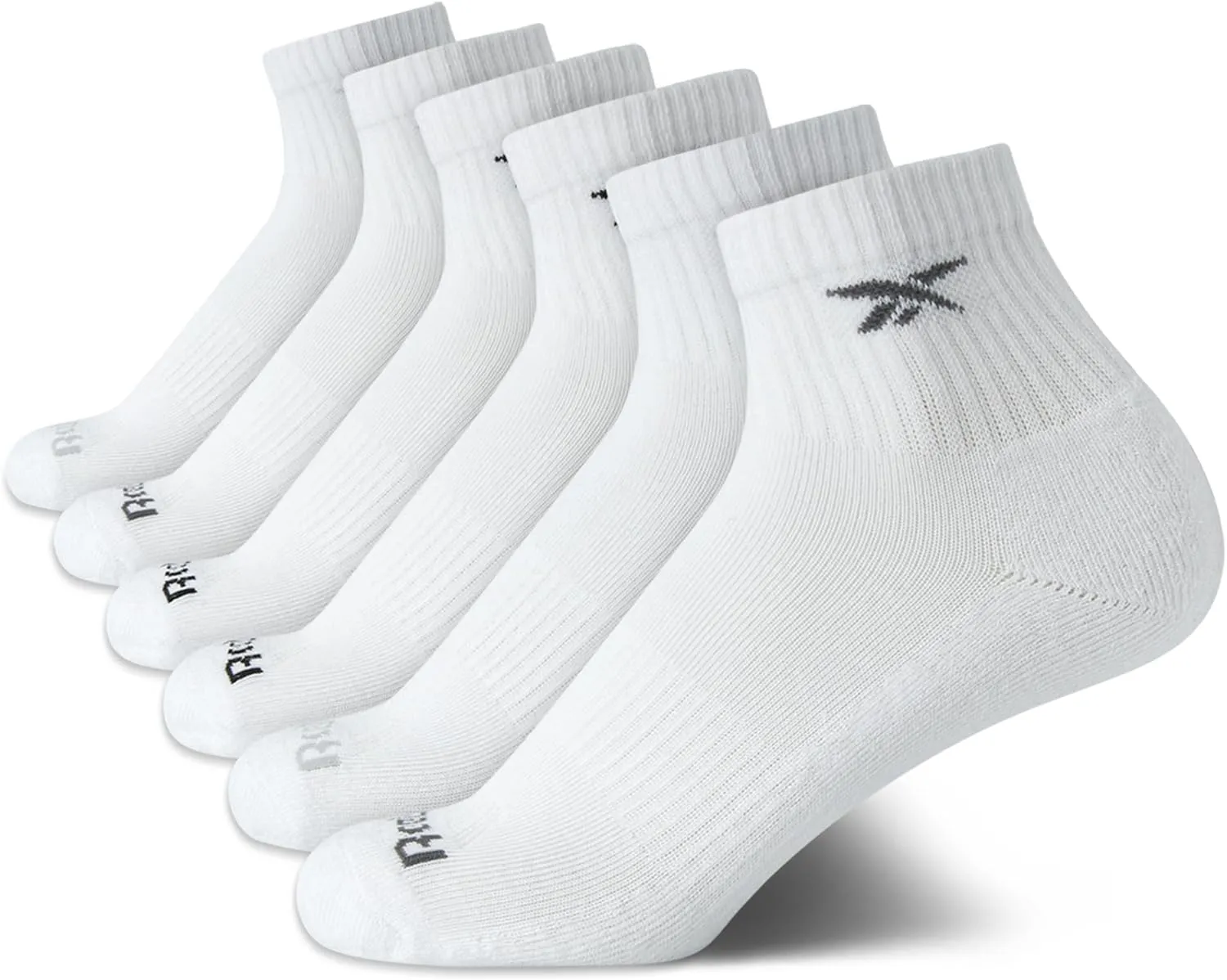 Reebok Boys' Quarter Socks - 6 Pack Stretch Performance Quarter Cut Arch Support Socks - Cushioned Athletic Socks for Boys