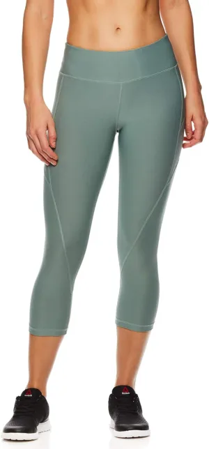 Reebok Womens Capri Seamed Compression Athletic Pants