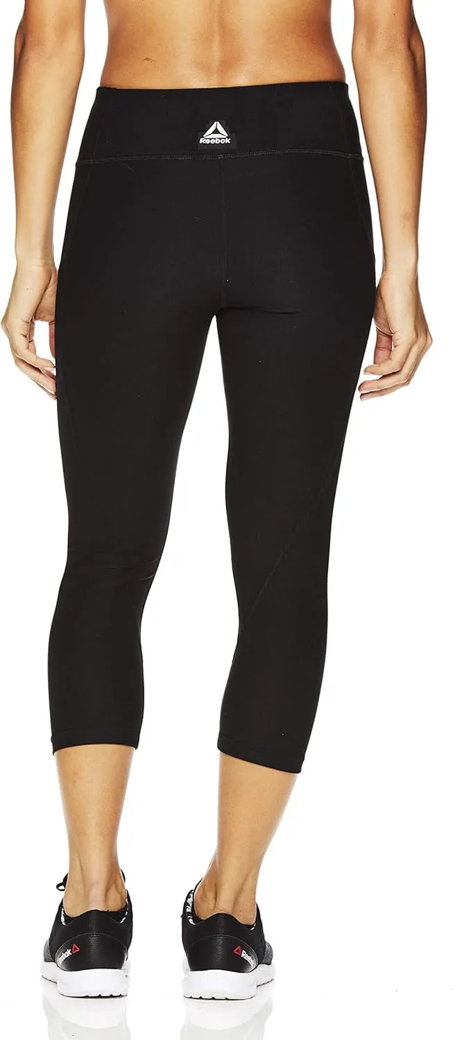 Reebok Womens Capri Seamed Compression Athletic Pants