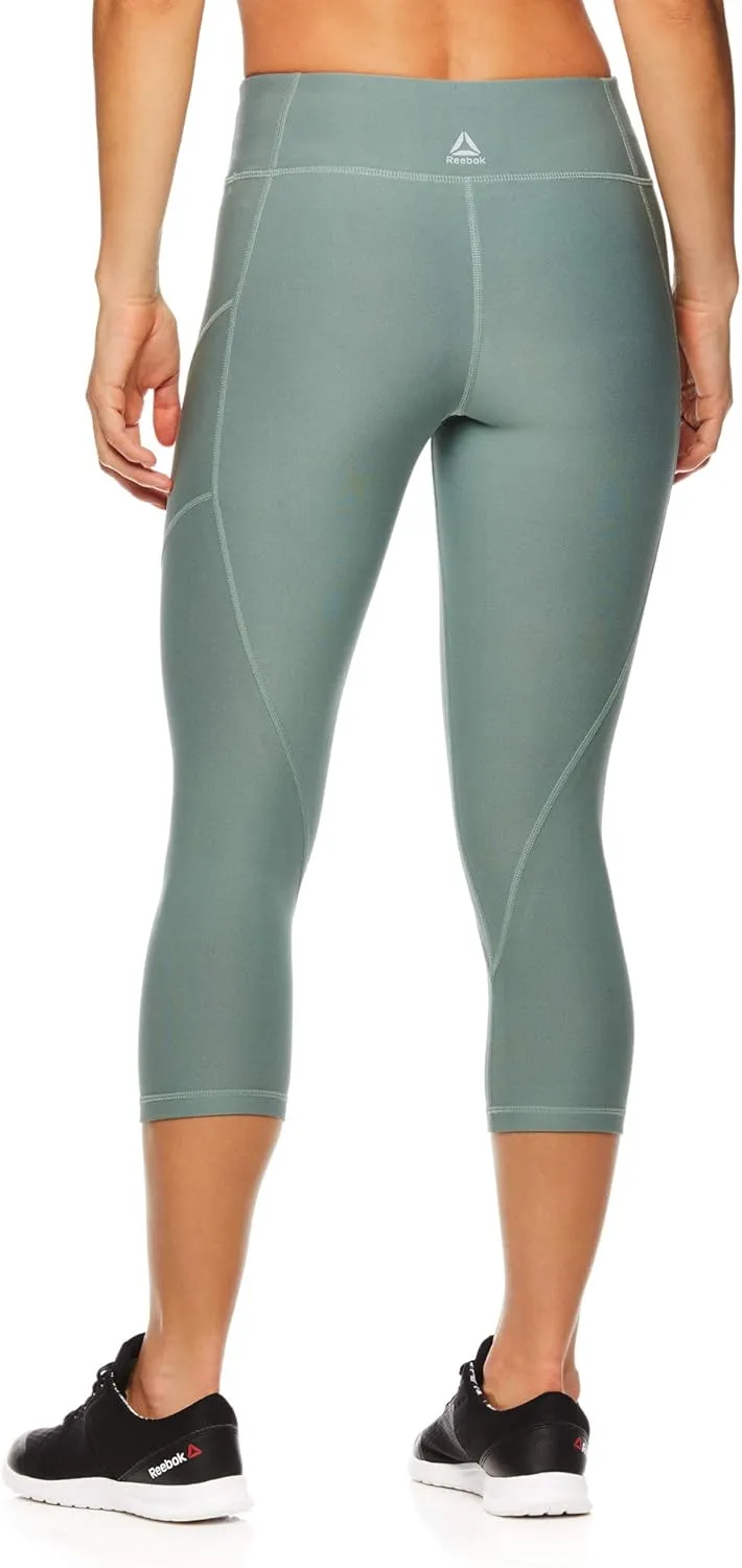 Reebok Womens Capri Seamed Compression Athletic Pants