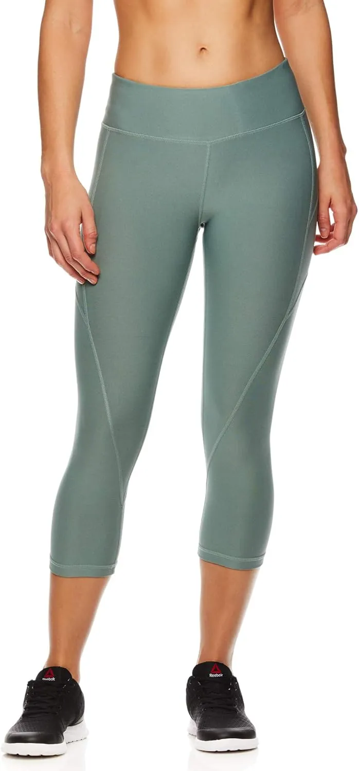 Reebok Womens Capri Seamed Compression Athletic Pants