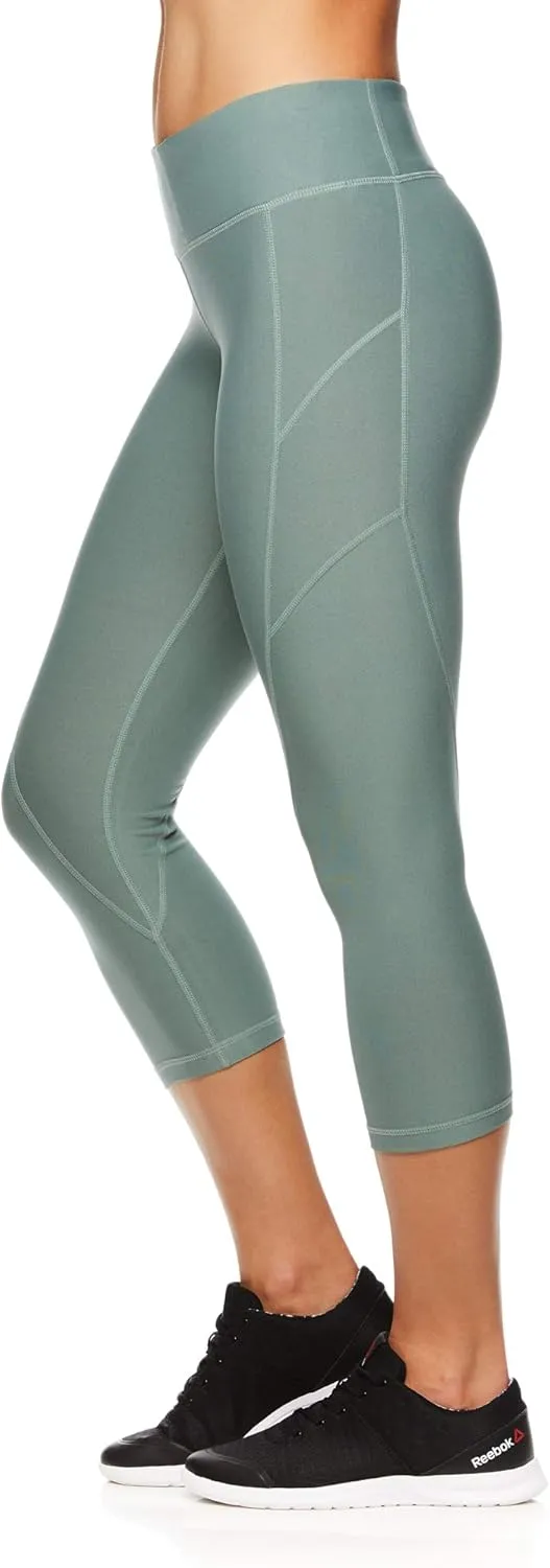 Reebok Womens Capri Seamed Compression Athletic Pants