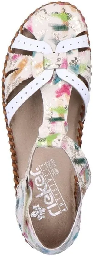 Rieker M1650 synthetic closed toe t bar sandals with full back