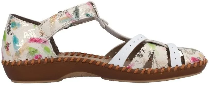 Rieker M1650 synthetic closed toe t bar sandals with full back