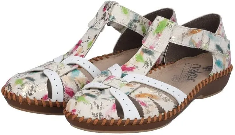 Rieker M1650 synthetic closed toe t bar sandals with full back