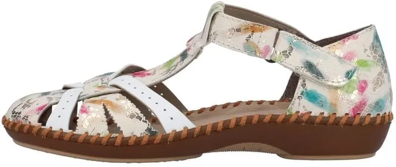 Rieker M1650 synthetic closed toe t bar sandals with full back