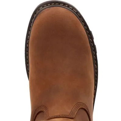Rocky Men's Rams Horn 10" Waterproof Safety Toe Pull On Work Boot - Brown - RKK0398