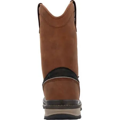 Rocky Men's Rams Horn 10" Waterproof Safety Toe Pull On Work Boot - Brown - RKK0398