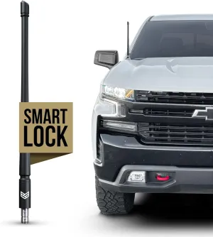 RONIN FACTORY Truck Antenna for Chevy Silverado & GMC Sierra Accessories - Anti Theft - Carwash Safe - Short Replacement Antenna (12 Inch SmartLock)