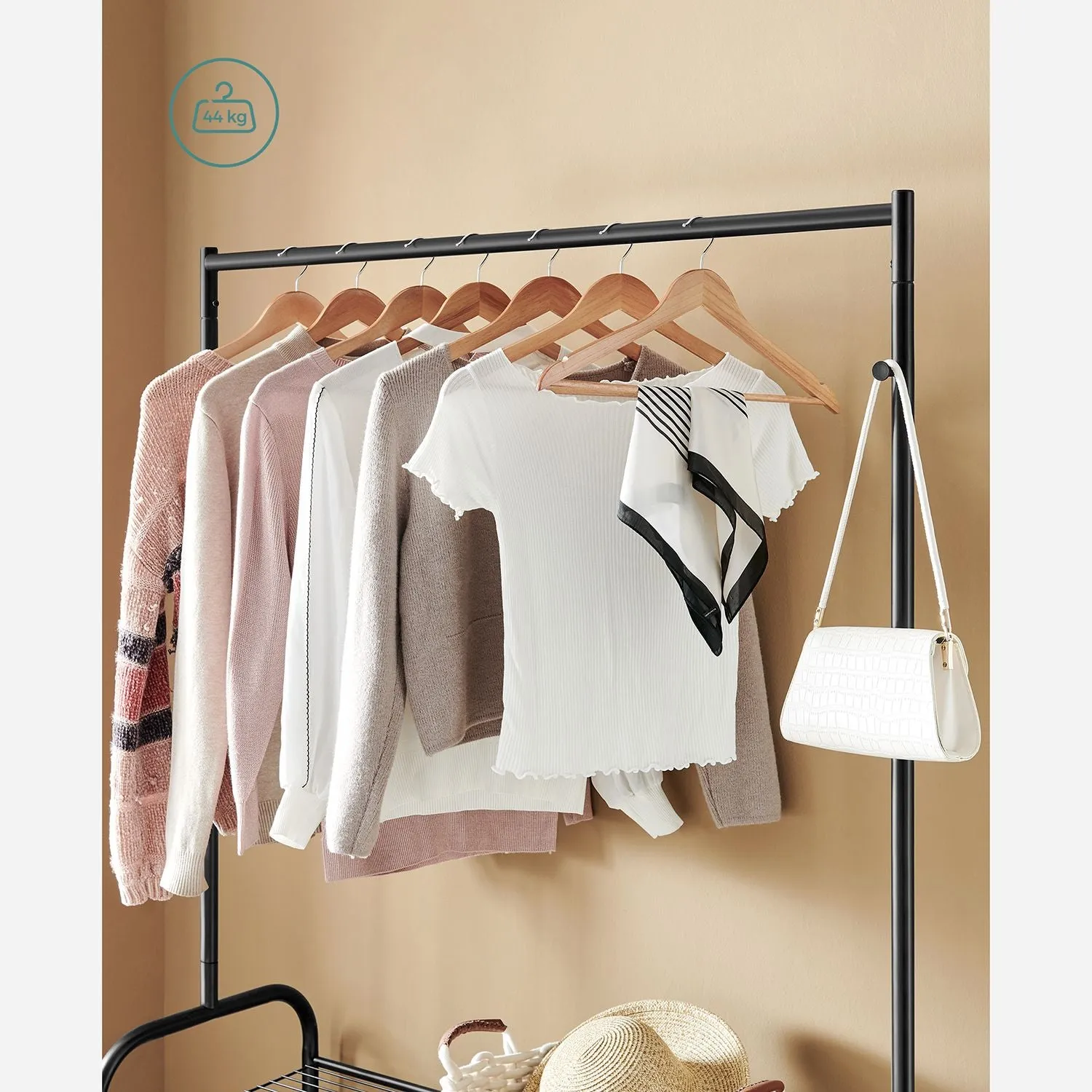 Rootz Clothes Rack with Shoe Rack - Garment Stand - Clothes Hanger - Space Saver - 115cm x 45cm x 168.5cm