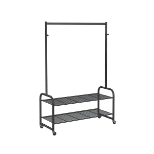 Rootz Clothes Rack with Shoe Rack - Garment Stand - Clothes Hanger - Space Saver - 115cm x 45cm x 168.5cm