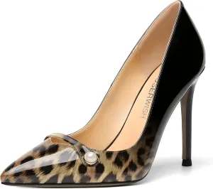 ROSERWISH Womens Night Club Slip On Sexy Pointed Toe Party Patent Stiletto High Heel Pumps Dress Shoes 4 Inch
