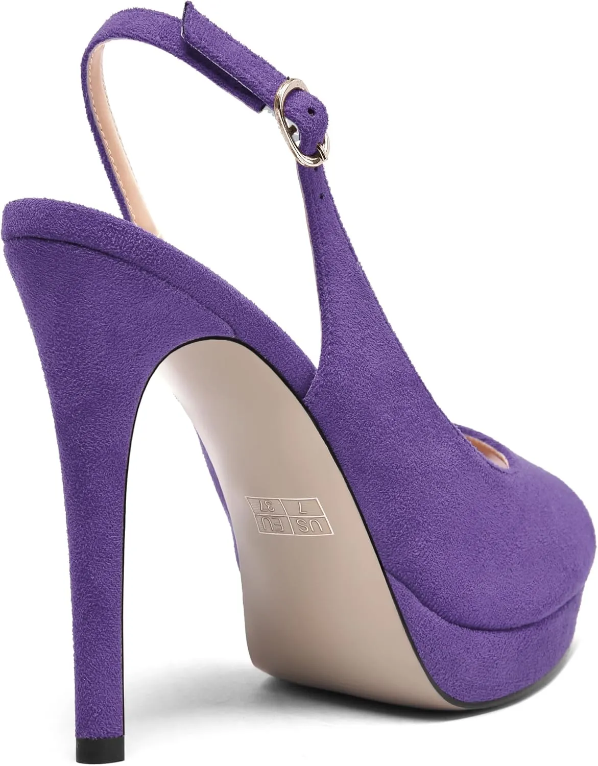 ROSERWISH Womens Slingback Platform Buckle Sexy Evening Peep Toe Suede Fashion Stiletto High Heel Pumps Shoes 4.7 Inch