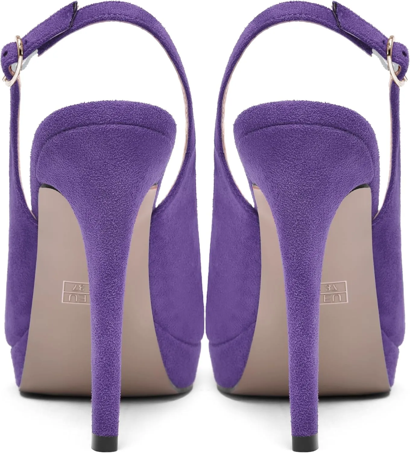 ROSERWISH Womens Slingback Platform Buckle Sexy Evening Peep Toe Suede Fashion Stiletto High Heel Pumps Shoes 4.7 Inch