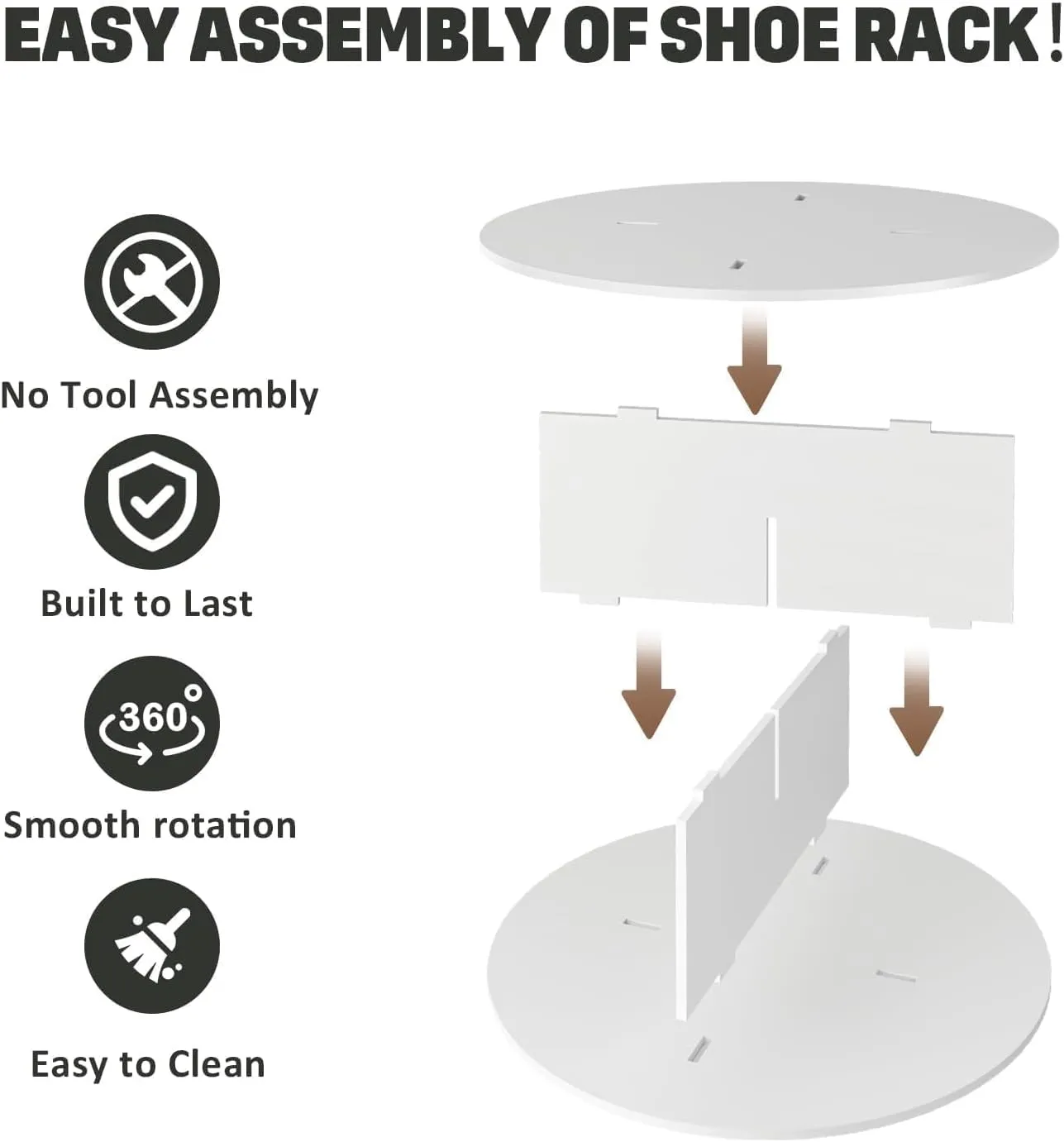 Rotating Shoe Rack Tower, 360° Revolving Round Free Standing Shoe Organizer, 6-Tier Spinning Shoe Display Lazy Susan, Rotate Circular Shelf Storage for Shoes or Handbags (White)