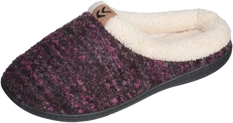 Roxoni Womens Knitted Fleece Lined Clog Slippers Warm House Shoe