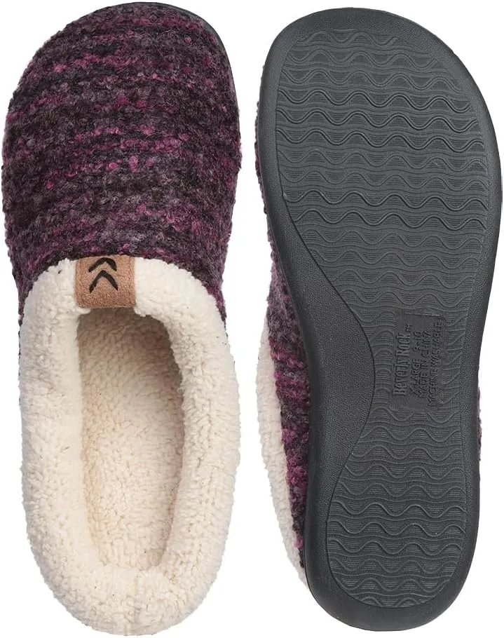 Roxoni Womens Knitted Fleece Lined Clog Slippers Warm House Shoe