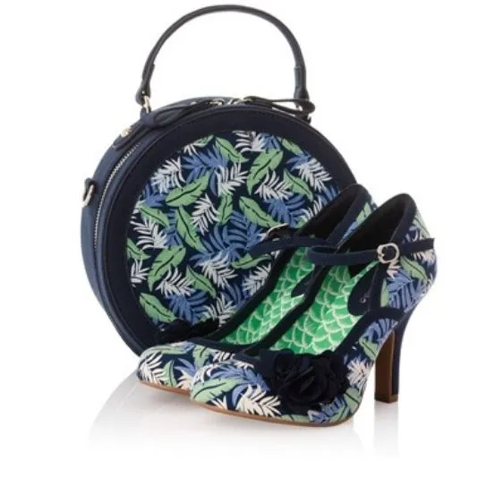 Ruby Shoo "Danica"  Blue Floral Heeled Shoe