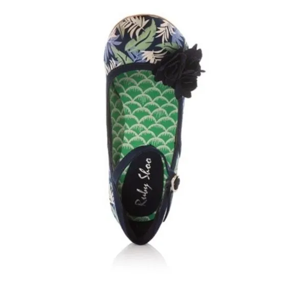 Ruby Shoo "Danica"  Blue Floral Heeled Shoe