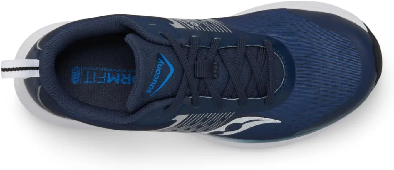 Saucony Ride Kidz Sneaker, Navy/Silver, 5 US Unisex Big Kid