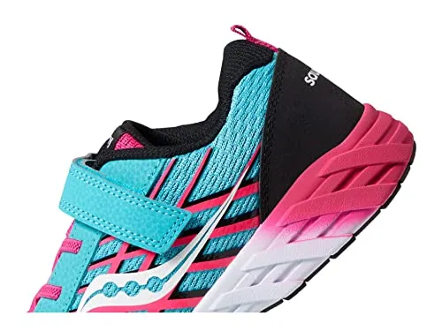 Saucony Wind Alternative Closure 2.0 Running Shoe, TURQ/PINK/BLACK, 12 Wide US Unisex Big_Kid