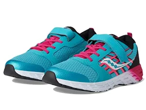 Saucony Wind Alternative Closure 2.0 Running Shoe, TURQ/PINK/BLACK, 12 Wide US Unisex Big_Kid