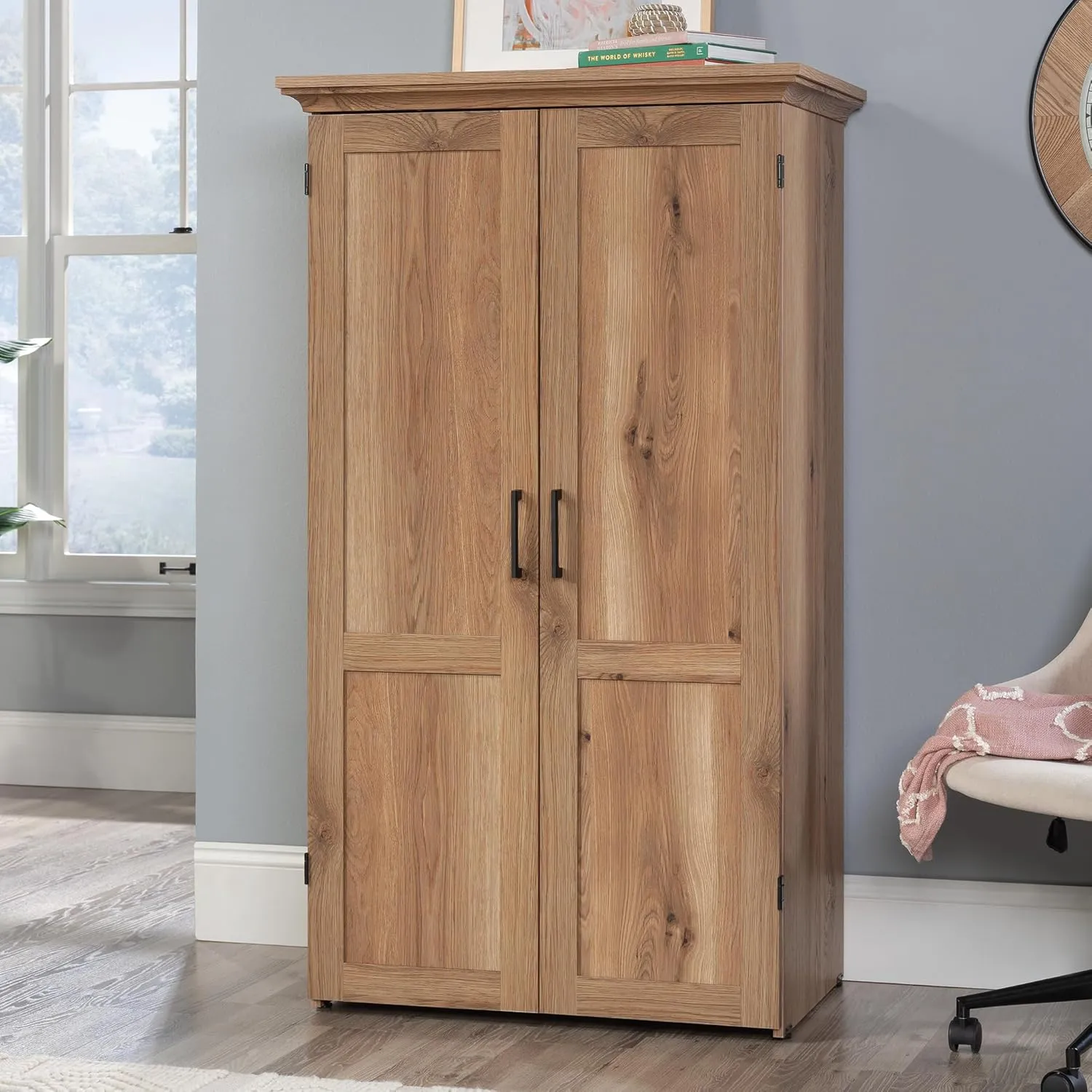 Sauder Miscellaneous Storage Craft & Sewing Armoire, Timber Oak Finish
