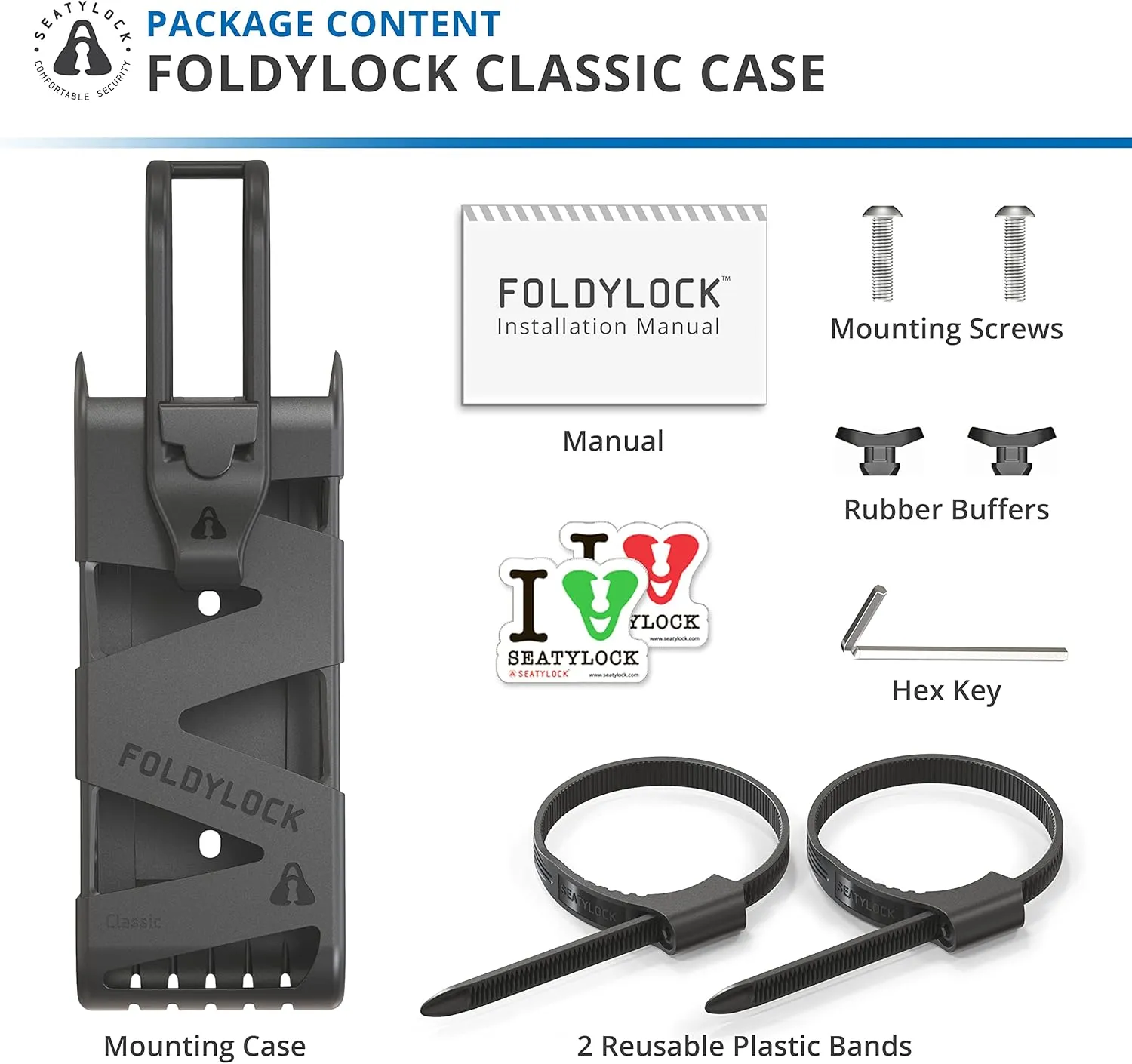 Seatylock FoldyLock Classic Bike Lock Mount Carrying Case - Ultra Lightweight Mounting Bracket Case for FoldyLock Classic Folding Bike Lock - Portable Secure Bicycle Attachment Accessory