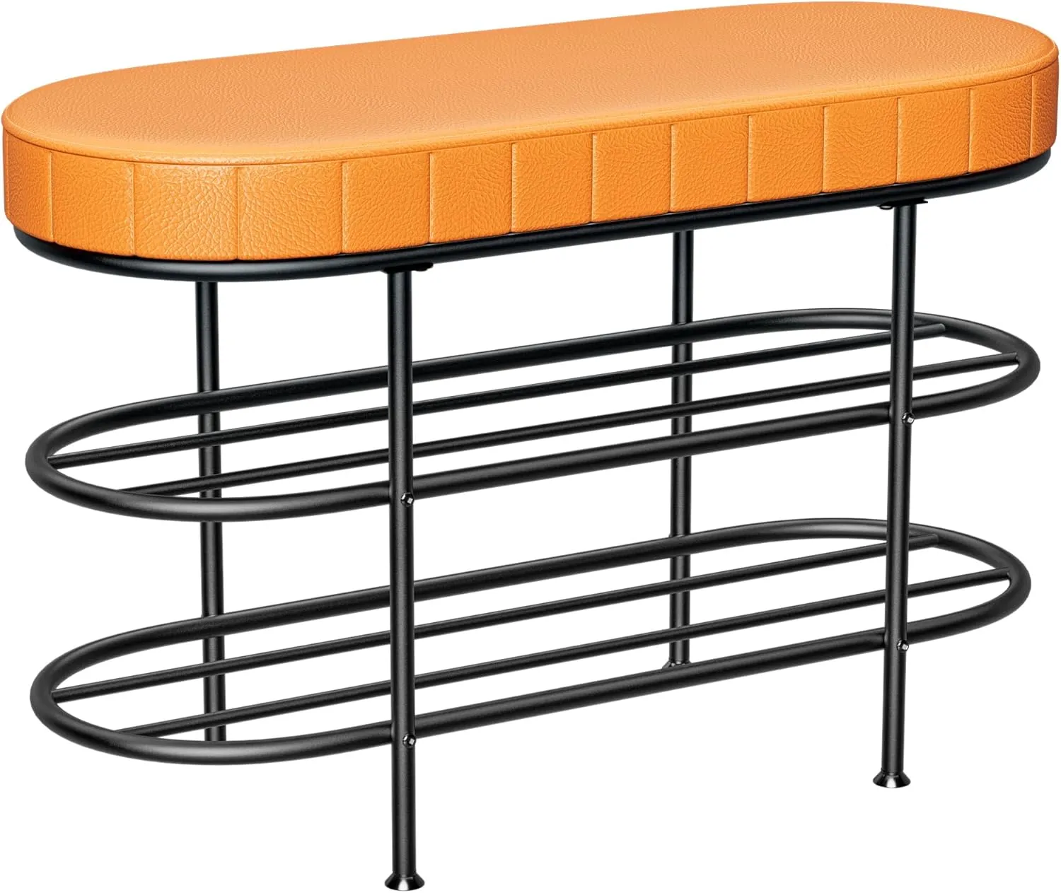 Shoe Bench with Cushion, 3 Tier Shoe Rack Storage Bench, Entryway Bench, for Hallway, Entryway, Bedroom, Living Room, Holds Up to 300 lb (Brown,31.5")
