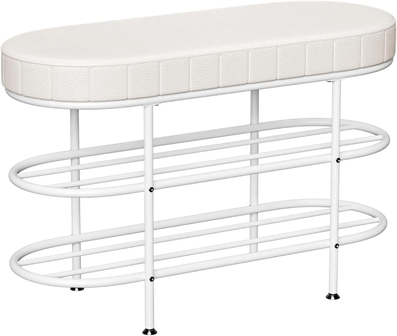 Shoe Bench with Cushion, 3 Tier Shoe Rack Storage Bench, Entryway Bench, for Hallway, Entryway, Bedroom, Living Room, Holds Up to 300 lb (White,31.5")